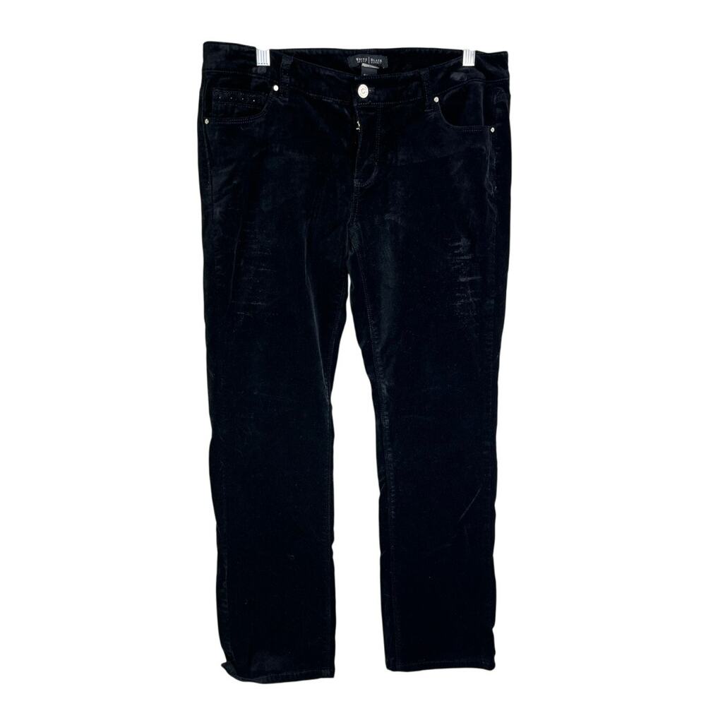 White House Black Market Pants Womens 8S Black Velvet‎ Jean Cut Noir Slim Leg
